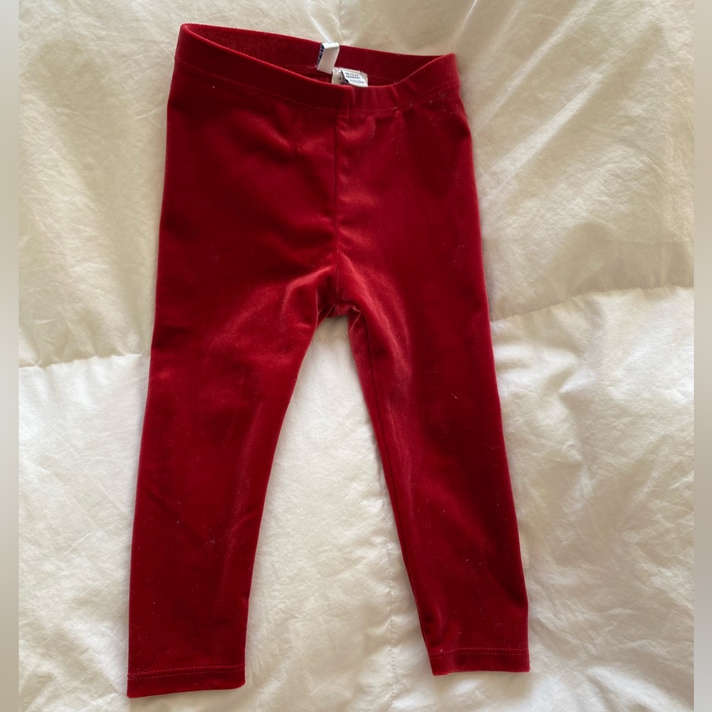 Janie and Jack red velvet leggings in EUC